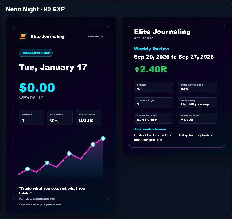 Neon Night export card theme preview